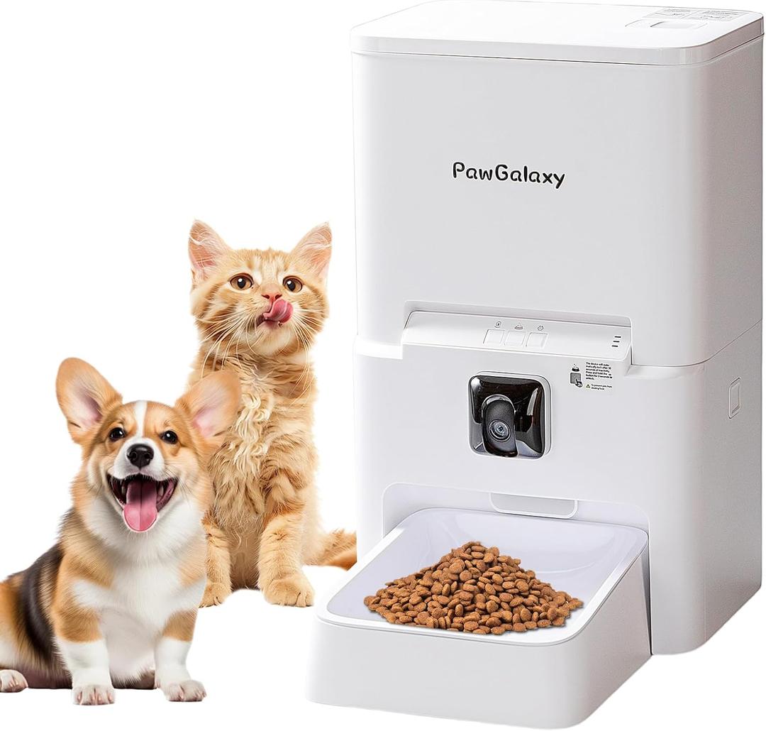 Automatic Cat Feeder with Camera, 1080P HD Night Vision 5G WiFi Smart Pet Feeder for Cats & Dogs  App Control, Timed Feeding, Portion Control, Two-Way Audio, Dual Power Supply