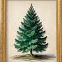 2 x ECGER Christmas Decorations Vintage Wall Art - Fir Tree Retro Print Winter Decor, Holiday Forest Art Pictures Decoration for Home, Living Room, Office (UNFRAMED, 11x14In)