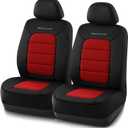 Skechers Memory Foam Seat Covers,Thick Cool Touch Fabric Seat Covers,Front Seat Covers Airbag Compatible,Automotive Comfort Protection for Most Cars,Vans,Trucks,SUV,Red