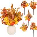 Fall Decor, 5PCS Artificial Autumn Pumpkin Plant Floral Stems Decorations, for Home Weeding Vase Arrangement Harvest Thanksgiving Holiday Branches Indoor Decor