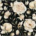 HAOKHOME Black Floral Peel and Stick Wallpaper Vintage Roses Peonies Removable Wall Paper Contact Paper for Kitchen Bathroom Black/Beige/Olive 17.7in x 9.8ft