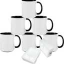 MR.R Sublimation Blanks Dishwasher Ceramic Coffee Mugs with Black Color Mug Inner and Handle Drinking Cup Mug For Milk Tea Cola Water, 11oz, Set of 6