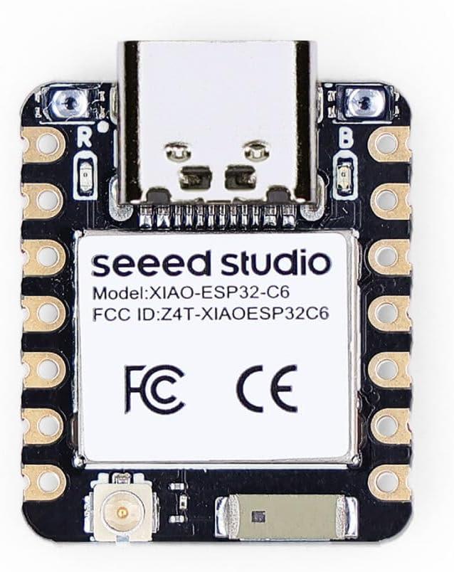 Seeed Studio XIAO ESP32-C6-2.4 GHz WiFi 6, Bluetooth 5.3, Zigbee, Thread (802.15.4), ESP Rain Maker, AWS IoT, Support Microsoft Azure, Smart Home (XIAO ESP32C6)