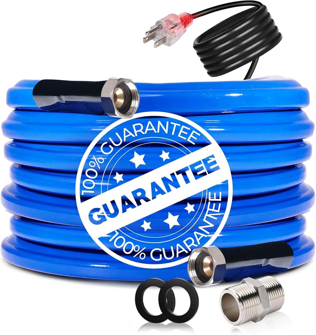 50FT Heated Water Hose for RV,-45  Anti-freezing Heated Garden HoseElectrically Heated Hose of Rv AccessoriesRv Freshwater Hoses with Fittings