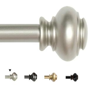 H.VERSAILTEX Window Curtain Rods for Windows 28 to 48 Inches Adjustable Decorative 3/4 Inch Diameter Single Window Curtain Rod Set with Classic Finials, Nickel