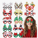 12Pcs Christmas Glasses Glitter Party Decorations Glasses Frames Cute Christmas Photo Props