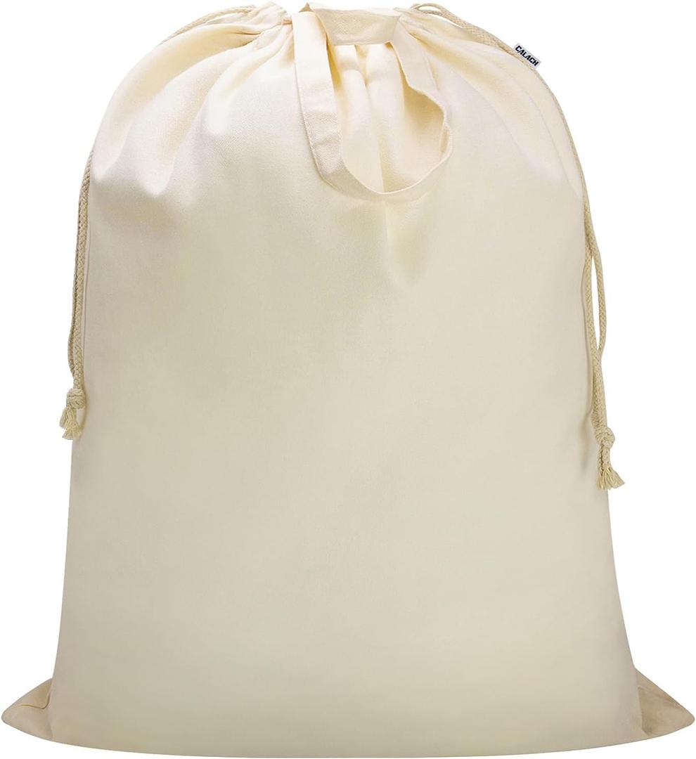 Canvas Laundry Bag 33"Wx 35"H, Thick Canvas Laundry Bag with Handles & Drawstring, Extra Large Heavy Duty Washable Basket Liner Hamper Liner Storage Sack (Beige XL, 1 Pack)