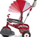 Radio Flyer Ultimate All-Terrain Stroll 'N Trike, Ages 1-5, Convertible 4-in-1 Tricycle, All-Terrain Tires, Parent Push Handle, UV Canopy, Accessories, Safety Harness, Stroller Tricycle for Toddlers