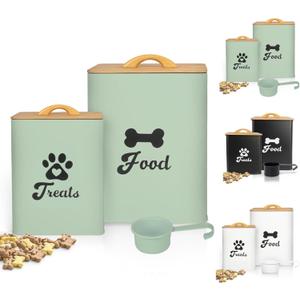 Dog Treat Container 2PCS, Dog Food Storage Container with Lids Airtight, Dog Treat Jars for Kitchen Counter-7+3Lbs (Saga Green)
