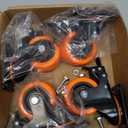 3 Inch Heavy Duty Plate Swivel Caster Set of 4 Wheels with Safety Brakes,PVC Wheels,No Noise Non-Marking,Load 1800 Lbs