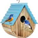 Bird House, Auslar Wooden Bird Houses for Outside, Birdhouse for Outdoors, Hanging Bluebird House for Cardinals Finch Wren Swallow for Garden Viewing