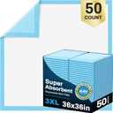 AAY Disposable Bed Pads 36" x 36" (50 Count) , Extra Large Heavy Duty Incontinence Underpads, Super Absorbent 3XL Chucks Pee Pads for Adults, Kids, Pets, Puppy Training