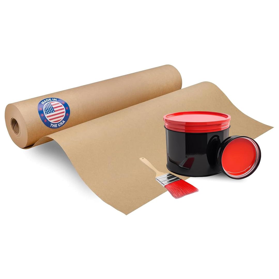 IDL Packaging 15" x 60-Yard Brown Masking Paper Roll to Cover Area - Natural Masking Painting Paper to Protect Surfaces - Perfect for Home Improvements - Painter’s Paper Roll for Floor Protection