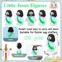 2 x ILHSTY 32 Pcs Little Jesus Figures  Mini Rubber Jesus Toys Jesus Love You for Easter Egg Fillers Egg Hunts Religious Party Favors Gifts Hide and Seek Baptism Gifts Sunday School (Green)