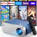 Mini Projector with WiFi and Bluetooth, Portable Movie Projector for iPhone, 1080P Supports with 3W Speaker, for Outdoor Home Theater, Compatible with iOS/Android/PC/TV Stick/HDMI