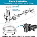 Feekoon Pool Pump Lid and O Ring, Pump Strainer Lid Compatible with Hayward Power-Flo SPX1500D2A, Clear Strainer Cover Replacement, 1 Extra O Ring and Lubricating Grease Included