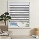 Cordless Zebra Blinds for Indoor Windows Free-Stop Zebra Shades Dual Layer Light Filtering Sheer Shades Roller Window Blinds for Home (20" W X 72" H, Grey)