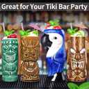 Tiki Mugs Cocktail Set of 12 - Ceramic Tiki Hawaiian Party Cups, Cute Exotic Cocktail Glasses Hawaiian, Bar Professional Hawaiian and Halloween Christmas Party Barware (12PCS), Small