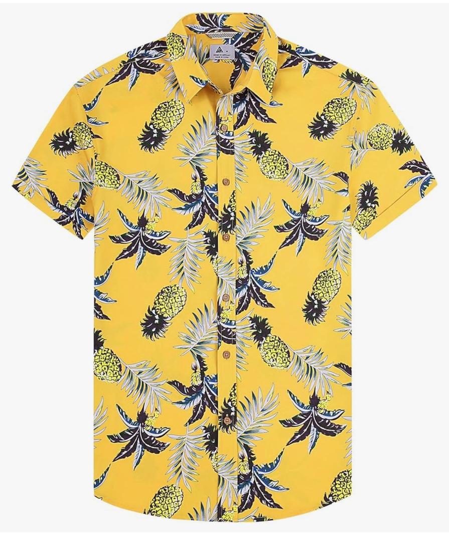 Men's Hawaiian Shirt Short Sleeve Button Down Tropical Summer Beach Casual Shirts, Size XL