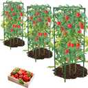 3 Pack Tomato Cages,Square Tomato Plant Stakes Support Cages Trellis for Garden Climbing Vegetables Flowers Fruits,Extra Bold (green)