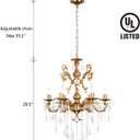 Crystal Chandelier Lighting Modern, Antique Gold Farmhouse Chandeliers 6-Light Crystal Candle Chandelier Ceiling Hanging Light Fixture Dining Room Entrance 23", D23" - 6 lights