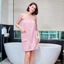 Women's Lightweight Spa Wrap with Hair towel Body Wrap after Shower Adjustable Closure Bathrobe