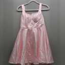 Short Homecoming Dresses with Bow Satin Square Neck Spaghetti Straps Corset Prom Formal Cocktail Dress (2, Pink)