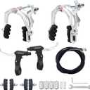 WEEROCK Bike Calip Brake Set Front and Rear C Brake Set, Rim Brake Set with Aluminium Alloy Brake levers, Bike Cables for Kids Bike, Child Bike, Student Bicycle, BMX，Beach Bike, Commuter Bike