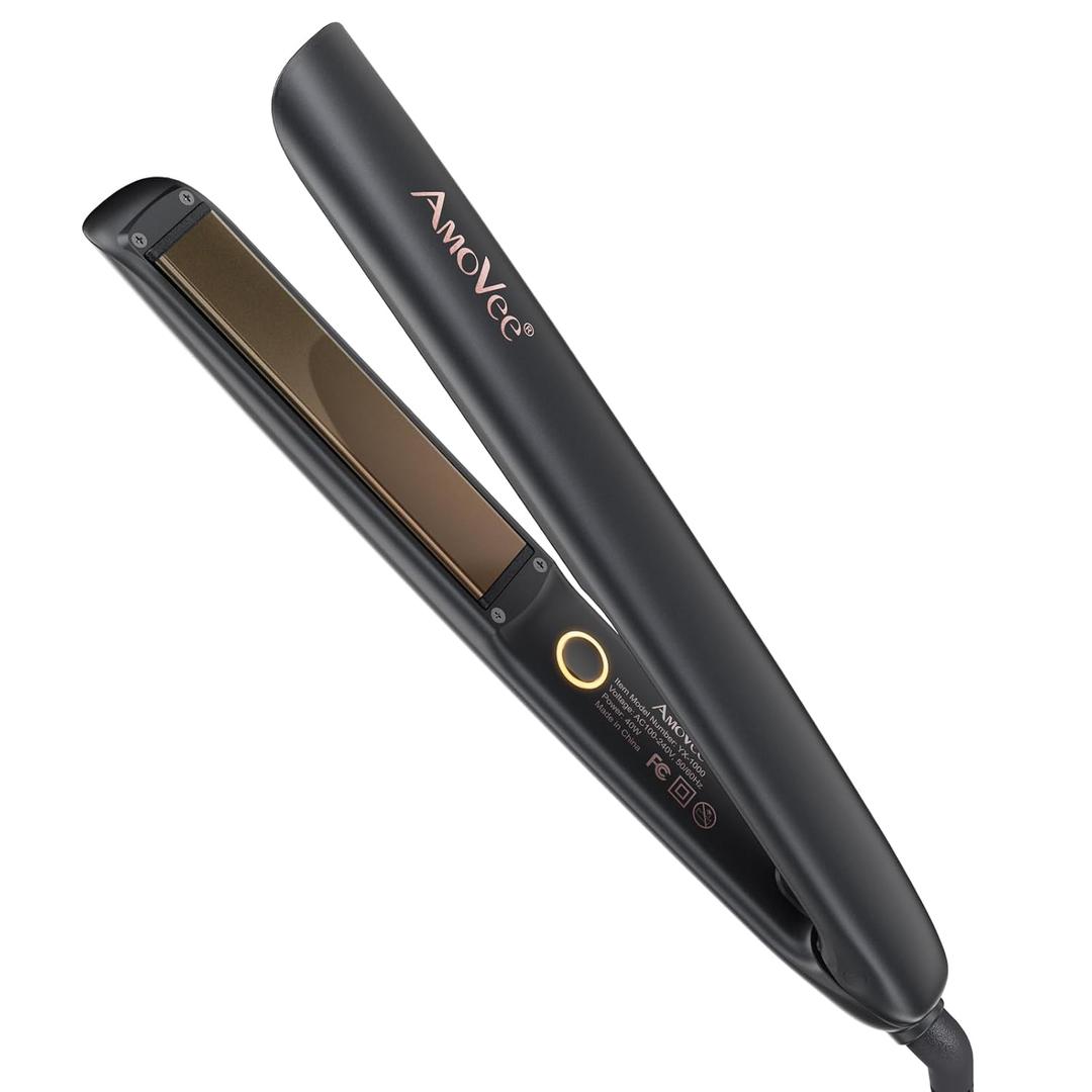 Hair Straightening Irons, Hair Straightener and Curler 2 in 1, 15s Fast Heating Hair Iron Straightener, Dual Voltage Ceramic Flat Iron Creates Silky Hair Instantly