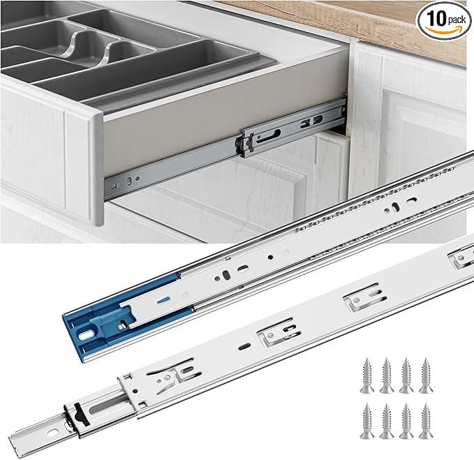 Goldenwarm 10 Pair 22 Inch Soft Close Drawer Slides, 20 Pack Heavy Duty Side Mount 100lb Capacity, Full Extension Ball Bearing Cabinet Glides for Kitchen