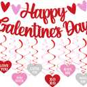 Happy Galentines Day Banner Galentines day Decorations Glitter Red Pink Heart Hanging Swirls Valentines Day Theme Party Decorations Pack Valentine Party Supplies