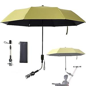 Universal Baby Parasol, Baby Stroller Sun Shade Sun Protection Sun Shade for Strollers, Waterproof Umbrella for Trolley Bike, Bicycle Umbrella with Holder Clip Clamp (yellow-green)