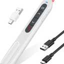 Rechargeable Presentation Clicker USB C Wireless Presenter Remote with Volume Control, RF 2.4GHz White Computer Presentation Remote PowerPoint Clicker Slide Advancer for Teachers Office (White