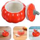 UPKOCH Pumpkin Bowl with Lid Ceramic Soup Bowl 5 Fl Oz Mini Pumpkin Dish for Thanksgiving Candy Sugar Desserts and Seasonal Tableware Set of 4