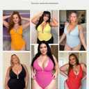 FeelinGirl Women Tummy Control One Piece Swimsuit Deep V Neck Design with Metal Rings Bathing Suit for Women (Red, XXXL)
