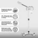 Professional Ozone Facial Steamer for Esthetician with Hot Mist, Stand Facial Steamer On Wheels, Height Adjustable & 360 Rotatable Nozzle, Home & Salon SPA