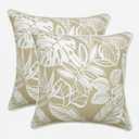 Pillow Perfect Outdoor/Indoor Throw Pillows, Large - 18.5" x 18.5", Natural Delray 2 Count