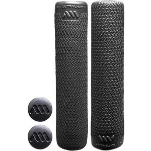 All Mountain Style Extralight Mountain Bike Grips with Plugs | Lightweight and Design for Your MTB, 18g | Fits All Handlebars | The Ideal Accessory for Your MTB (Black/White)