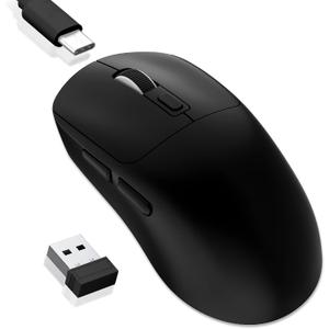 MELOGAGA Wireless Gaming Mouse, 2.4G/Bluetooth 5.4/USB-C 3-Mode Wired/Cordless Game Mice with 8 Adjustable DPI, Ergonomic Rechargeable Computer Mouse for PC, Mac, PS5, Tablet -Black