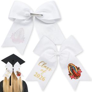 Graduation Bow Clip Class of 2026 Mexican Graduation Cap Decor Our Lady of Guadalupe Bow for Hair Graduate Gift