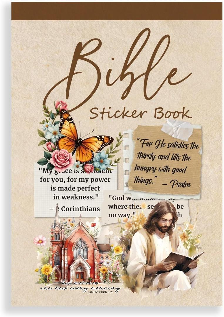 Bomichi Christian Sticker Book, 28 Sheets 353 Pcs Inspirational Bible Stickers for Water Bottle Journaling Scrapbook Laptop, Christian Gifts