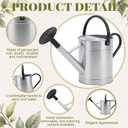1 Pcs 1 Gallon Metal Watering Can for Indoor Outdoor Plants, Galvanized Garden Water Can with Long Spout and Dual Handles, Large Silver Watering Pot for Flowers, Houseplants, Yard