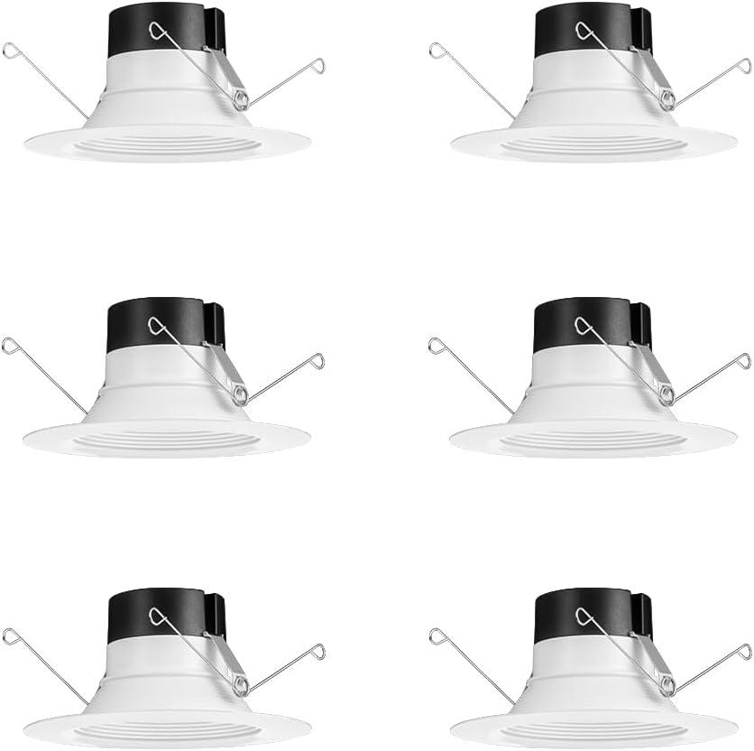 Juno E Series 5"/6" LED Ceiling Light, Baffle Trim Recessed Lighting with 5-in-1 Switchable White Color, 1200 Lumens for High Ceilings, Wet Rated LED Downlight, Dimmable, White, 6-Pack, 5-to-6-Inch, 1200 Lumens