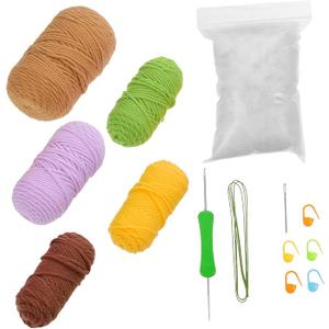 Tofficu 1set Potted Crochet Flower Kit Yarn Craft for Home Decoration Desk Ornament Unique Bonsai Crochet Flower Design for Birthday Parties and Creative Projects Different Color