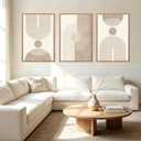 BINCUE Beige Neutral Canvas Wall Art Framed Geometric Abstract Wall Decor Mid Century Modern Artwork Wall Decor for Living Room Bedroom Office 16"x24" Set 3 Gift