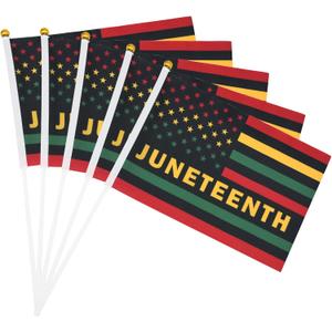 20 Pack Small Juneteenth Flag Stick 5''x8'',Handheld June 19th 1865 Independence Day Flags 21x14 cm, Mini Juneteenth Flags Sticks for African Afro American Festival Celebration Supplies, Outdoor