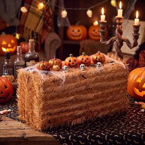 Cinnvoice 1 Pcs 20 x 9 x 8 Inch Fall Halloween Decorative Straw Hay Bale