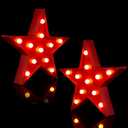 Tarpop 2 Pcs Star Plastic Night Light Battery Operated LED Marquee Light Star Sign Room Wall Lamp for Movie Night Supplies Carpet Party Decorations Christmas Theater (Red)