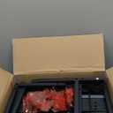 Furologee TV Stand for TVs up to 55 Inch, Entertainment Center with Open Storage Shelves, Media Console Table with Soundbar Shelf for Living Room, Bedroom, Black Oak