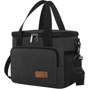 Femuar Lunch Bags for Women/Men, Insulated Lunch Bag for Work Office Picnic - Lunch Cooler Bag Leakproof Lunch Box with Adjustable Shoulder Strap - Charcoal